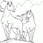 Un dibujo de un caballo y una yegua para pintar